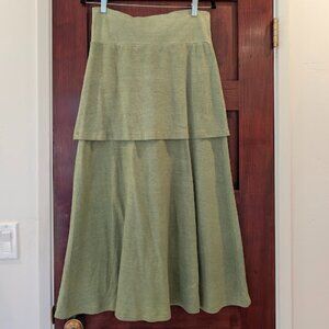 Medium Avocado Bohemian Folk Layer Girl Skirt in Jersey Hemp Cotton Blend